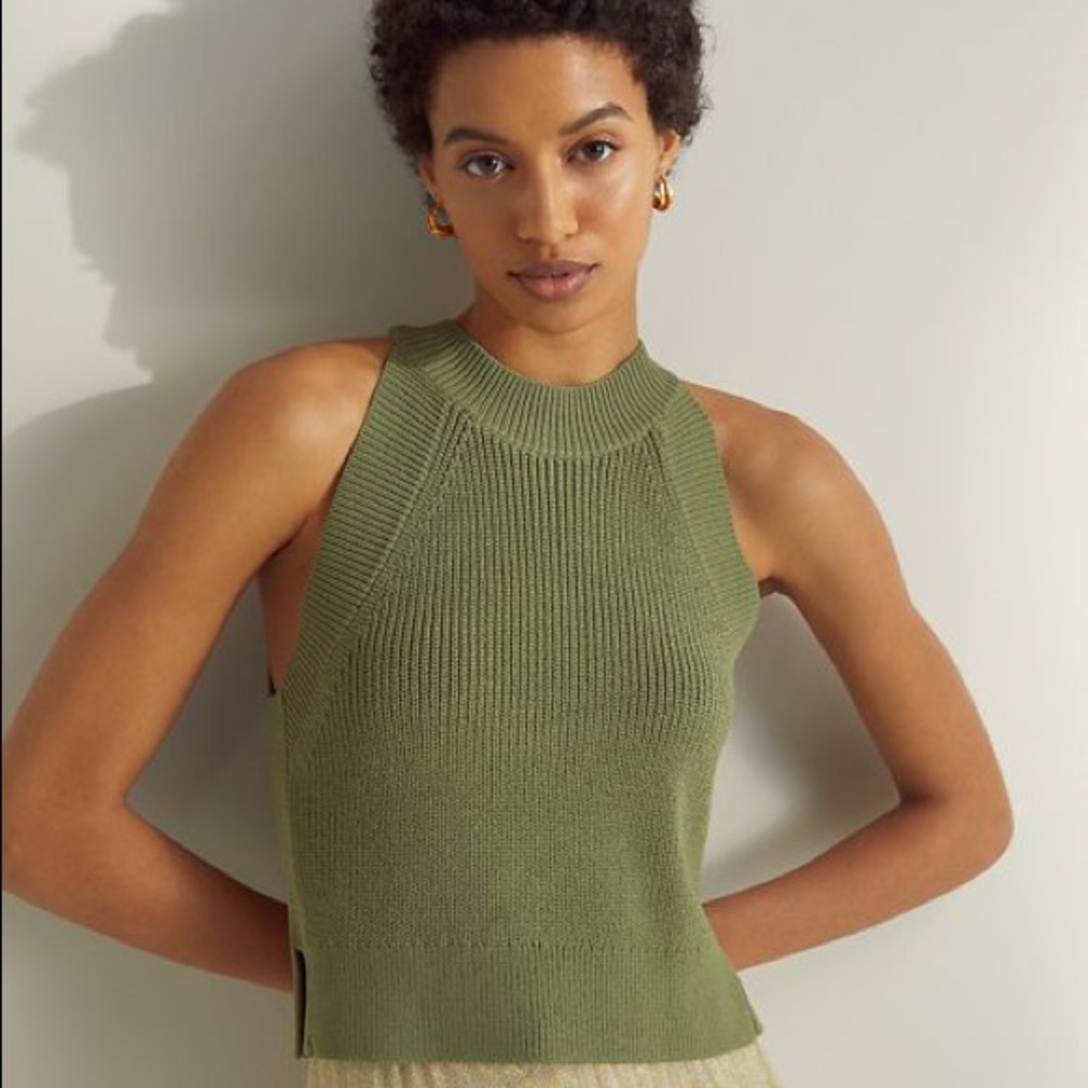 Aritzia Wilfred New Halter Woven Tank in Green